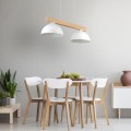 LAMPAMI - biała lampa wisząca drewniana, lampa z drewnem, lampa kuchenna sufitowa, lampa skandynawska OSLO WHITE