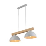 Biała lampa z drewnem 120 cm, długa lampa wisząca nad stół 2xE27 OSLO WHITE