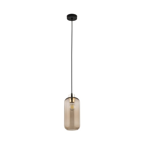 LAMPAMI - pojedyncza lampa wisząca szklana, lampa do salonu, lampa wisząca do sypialni przy łóżku, brązowa lampa wisząca pojedyncza MARCO BROWN