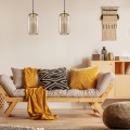 LAMPAMI - pojedyncza lampa wisząca szklana, lampa do salonu, lampa wisząca do sypialni przy łóżku, brązowa lampa wisząca pojedyncza MARCO BROWN