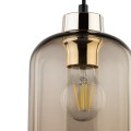 LAMPAMI - pojedyncza lampa wisząca szklana, lampa do salonu, lampa wisząca do sypialni przy łóżku, brązowa lampa wisząca pojedyncza MARCO BROWN