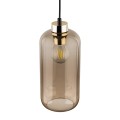 LAMPAMI - pojedyncza lampa wisząca szklana, lampa do salonu, lampa wisząca do sypialni przy łóżku, brązowa lampa wisząca pojedyncza MARCO BROWN