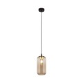 LAMPAMI - pojedyncza lampa wisząca szklana, lampa do salonu, lampa wisząca do sypialni przy łóżku, brązowa lampa wisząca pojedyncza MARCO BROWN