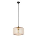 LAMPAMI - pojedyncza lampa wisząca szklana, lampa do salonu, lampa wisząca do sypialni przy łóżku, lampa wisząca bursztynowa ALMA AMBER