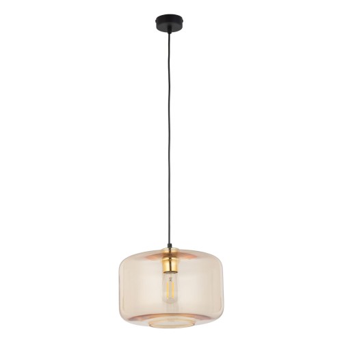 LAMPAMI - pojedyncza lampa wisząca szklana, lampa do salonu, lampa wisząca do sypialni przy łóżku, lampa wisząca bursztynowa ALMA AMBER