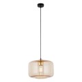 LAMPAMI - pojedyncza lampa wisząca szklana, lampa do salonu, lampa wisząca do sypialni przy łóżku, lampa wisząca bursztynowa ALMA AMBER