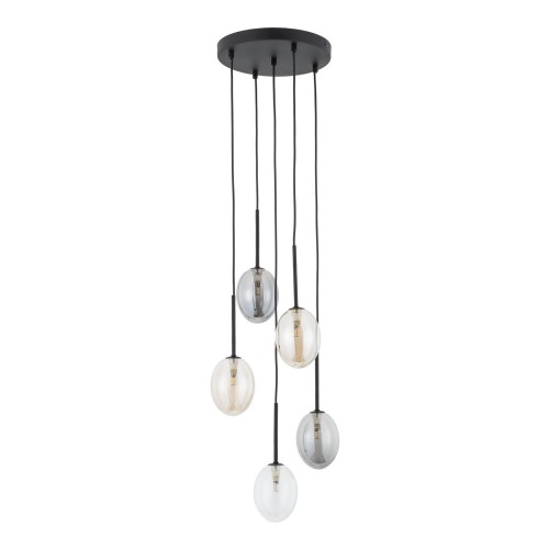 LAMPAMI - lampa nad stół, czarna lampa wisząca kule szklane, oświetlenie nad stołem w salonie, żyrandol do salonu,  lampa wisząca kule czarna PEARL MIX