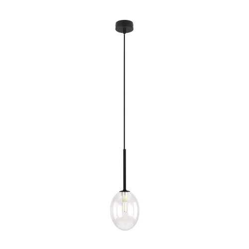 LAMPAMI - lampa wisząca pojedyncza, lampa wisząca klosz szklana kula, lampa do sypialni przy łóżku, lampa wisząca dekoracyjna PEARL TRANSPARENT