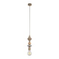 LAMPAMI - designerska lampa wisząca beżowa, pojedyncza lampa wisząca, lampa dekoracyjna wisząca TOWER SABIA WOOD