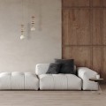 LAMPAMI - designerska lampa wisząca beżowa, pojedyncza lampa wisząca, lampa dekoracyjna wisząca TOWER SABIA WOOD