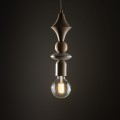 LAMPAMI - designerska lampa wisząca beżowa, pojedyncza lampa wisząca, lampa dekoracyjna wisząca TOWER SABIA WOOD