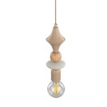 LAMPAMI - designerska lampa wisząca beżowa, pojedyncza lampa wisząca, lampa dekoracyjna wisząca TOWER SABIA WOOD