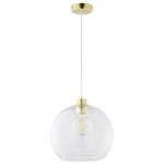 Złota lampa wisząca pojedyncza szklana transparentna 125 cm 1xE27 CUBUS