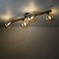LAMPAMI - lampa sufitowa z drewnem klosze szklane kule bursztynowe, oświetlenie w kuchni sufitowe, oświetlenie na przedpokój, oświetlenie dekoracyjne do salonu,  lampa przysufitowa ESTERA WOOD ORZECH