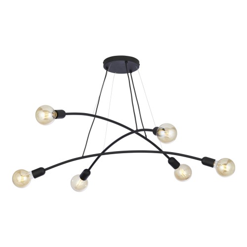LAMPAMI - duży nowoczesny żyrandol do salonu loft, żyrandol do salonu czarny, lampa nad stół w stylu minimalistycznym, żyrandol do jadalni nad stół, żyrandol na przedpokój HELIX BLACK 6