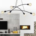 LAMPAMI - duży nowoczesny żyrandol do salonu loft, żyrandol do salonu czarny, lampa nad stół w stylu minimalistycznym, żyrandol do jadalni nad stół, żyrandol na przedpokój HELIX BLACK 6