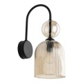 LAMPAMI - elegancki kinkiet ścienny szkło ryflowane, kinkiet ścienny do salonu, kinkiet ścienny do sypialni, lampa do korytarza, kinkiet art deco SOPHIA COGNAC