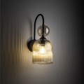 LAMPAMI - elegancki kinkiet ścienny szkło ryflowane, kinkiet ścienny do salonu, kinkiet ścienny do sypialni, lampa do korytarza, kinkiet art deco SOPHIA COGNAC