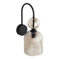 LAMPAMI - elegancki kinkiet ścienny szkło ryflowane, kinkiet ścienny do salonu, kinkiet ścienny do sypialni, lampa do korytarza, kinkiet art deco SOPHIA COGNAC