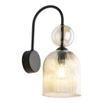 Elegancki kinkiet ścienny szkło ryflowane 1xE14 SOPHIA COGNAC