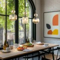 LAMPAMI - żyrandol glamour, lampa potrójna nad stół, żyrandol do salonu nad stół, żyrandol glamour, żyrandol artdeco, oświetlenie dekoracyjne do salonu. Lampa sufitowa 3 punktowa wisząca SOPHIA COGNAC