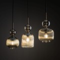 LAMPAMI - żyrandol glamour, lampa potrójna nad stół, żyrandol do salonu nad stół, żyrandol glamour, żyrandol artdeco, oświetlenie dekoracyjne do salonu. Lampa sufitowa 3 punktowa wisząca SOPHIA COGNAC