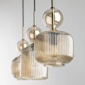 LAMPAMI - żyrandol glamour, lampa potrójna nad stół, żyrandol do salonu nad stół, żyrandol glamour, żyrandol artdeco, oświetlenie dekoracyjne do salonu. Lampa sufitowa 3 punktowa wisząca SOPHIA COGNAC