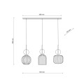 LAMPAMI - lampa sufitowa 3 punktowa wisząca SOPHIA COGNAC szkic