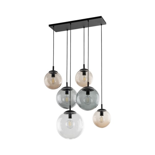 LAMPAMI - lampa nad stół, żyrandol do salonu kule, oświetlenie nad stołem w salonie, żyrandol do salonu nad stół, lampa wisząca kule czarna ESME MIX