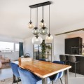 LAMPAMI - lampa nad stół, żyrandol do salonu kule, oświetlenie nad stołem w salonie, żyrandol do salonu nad stół, lampa wisząca kule czarna ESME MIX
