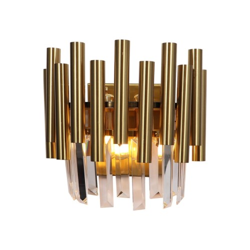 LAMPAMI - kinkiet złoty kryształowy, lampa do salonu, złota lampa ścienna, kinkiet kryształowy MADISON GOLD