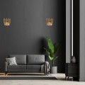 LAMPAMI - kinkiet złoty kryształowy, lampa do salonu, złota lampa ścienna, kinkiet kryształowy MADISON GOLD