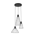 LAMPAMI - lampa nad stół do jadalni czarna loft potrójna, lampa do kuchni, żyrandol druciany, czarna lampa nad stół do jadalni, żyrandol do salonu loftowy MODESTO BLACK