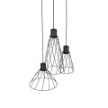 LAMPAMI - lampa nad stół do jadalni czarna loft potrójna, lampa do kuchni, żyrandol druciany, czarna lampa nad stół do jadalni, żyrandol do salonu loftowy MODESTO BLACK