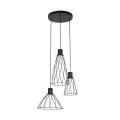LAMPAMI - lampa nad stół do jadalni czarna loft potrójna, lampa do kuchni, żyrandol druciany, czarna lampa nad stół do jadalni, żyrandol do salonu loftowy MODESTO BLACK