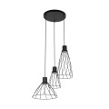 LAMPAMI - lampa nad stół do jadalni czarna loft potrójna, lampa do kuchni, żyrandol druciany, czarna lampa nad stół do jadalni, żyrandol do salonu loftowy MODESTO BLACK