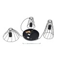 LAMPAMI - lampa nad stół do jadalni czarna loft potrójna, lampa do kuchni, żyrandol druciany, czarna lampa nad stół do jadalni, żyrandol do salonu loftowy MODESTO BLACK