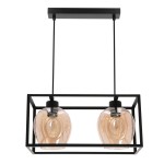Lampa do kuchni wisząca czarna podwójna 2xE27 40W SATER