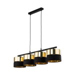 Żyrandol do jadalni nad stół czarny ze złotym 4xE27 HILTON BLACK/GOLD