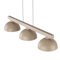 LAMPAMI - beżowa lampa z drewnem, żyrandol nad stół,  żyrandol z drewnem, żyrandol w stylu skandynawskim, lampa potrójna nad stół, lampa do jadalni nad stół loft OSLO SABIA