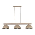 LAMPAMI - beżowa lampa z drewnem, żyrandol nad stół,  żyrandol z drewnem, żyrandol w stylu skandynawskim, lampa potrójna nad stół, lampa do jadalni nad stół loft OSLO SABIA