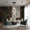 LAMPAMI- lampa wisząca bursztynowa szkło ryflowane, nowoczesny żyrandol do salonu czarny, lampa nad stół, lampa w sypialni, długa lampa wisząca nad schody  SOPHIA COGNAC