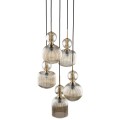 LAMPAMI- lampa wisząca bursztynowa szkło ryflowane, nowoczesny żyrandol do salonu czarny, lampa nad stół, lampa w sypialni, długa lampa wisząca nad schody  SOPHIA COGNAC