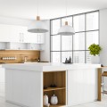 LAMPAMI - biała lampa wisząca nad stół, lampa sufitowa wisząca metalowa, lampa nad stół, biała lampa skandynawska wisząca, oświetlenie nad wyspą w kuchni, lampa wisząca nad stół do jadalni OSLO WHITE