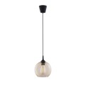 LAMPAMI - bursztynowa lampa wisząca nad stół, lampa do kuchni, lampa nad stół, lampa nad wyspę, lampa wisząca pojedyncza, lampa wisząca szklana, modna lampa do salonu, przytulna lampa do sypialni CUBUS