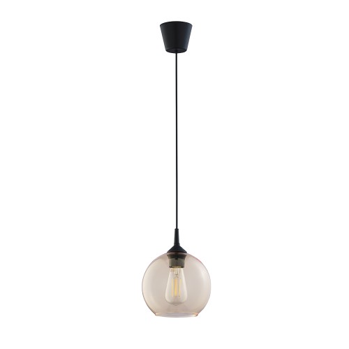 LAMPAMI - bursztynowa lampa wisząca nad stół, lampa do kuchni, lampa nad stół, lampa nad wyspę, lampa wisząca pojedyncza, lampa wisząca szklana, modna lampa do salonu, przytulna lampa do sypialni CUBUS