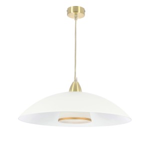 Lampa do kuchni wisząca biała ze złotym 1xE27 40W DUETTO