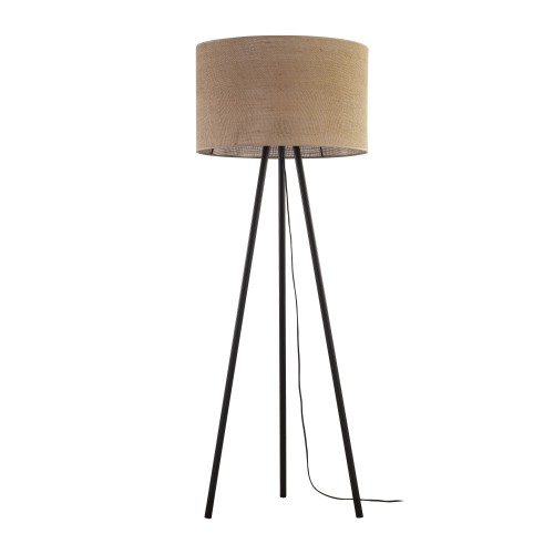 LAMPAMI - lampa podłogowa do salonu boho trójnóg,  lampa stojąca do salonu boho z abażurem jutowym trójnóg, lampa stojąca beżowa, fajna lampa podłogowa do salonu JUTA