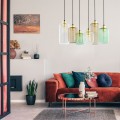 LAMPAMI - nowoczesny żyrandol do salonu kule szklane wiszące, żyrandol do salonu, żyrandol do przedpokoju, żyrandol nad stołem w jadalni, lampa sufitowa wisząca, duży nowoczesny żyrandol do salonu MARCO GREEN