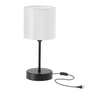 Lampka nocna stojąca czarna abażur biały błyszczący 1xE14 BETA